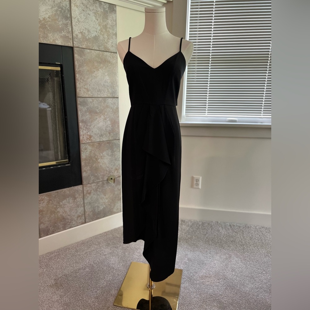 Gianni Bini Monique V-Neck Strappy Ruffle Asymmetrical Hemline Midi Dress 2 NWT